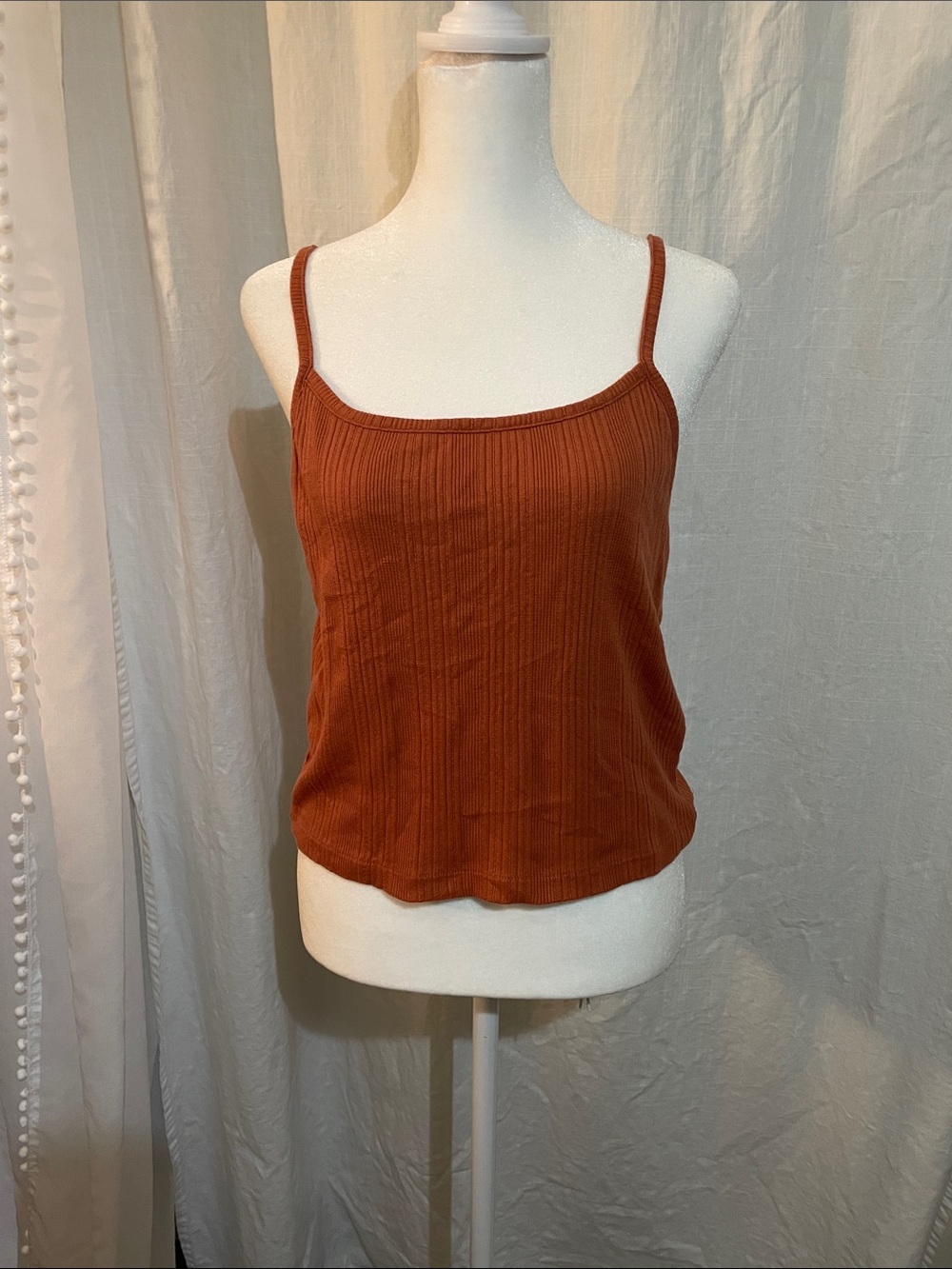 Madewell Burnt Orange Ribbed Spaghetti-Strap Camisole